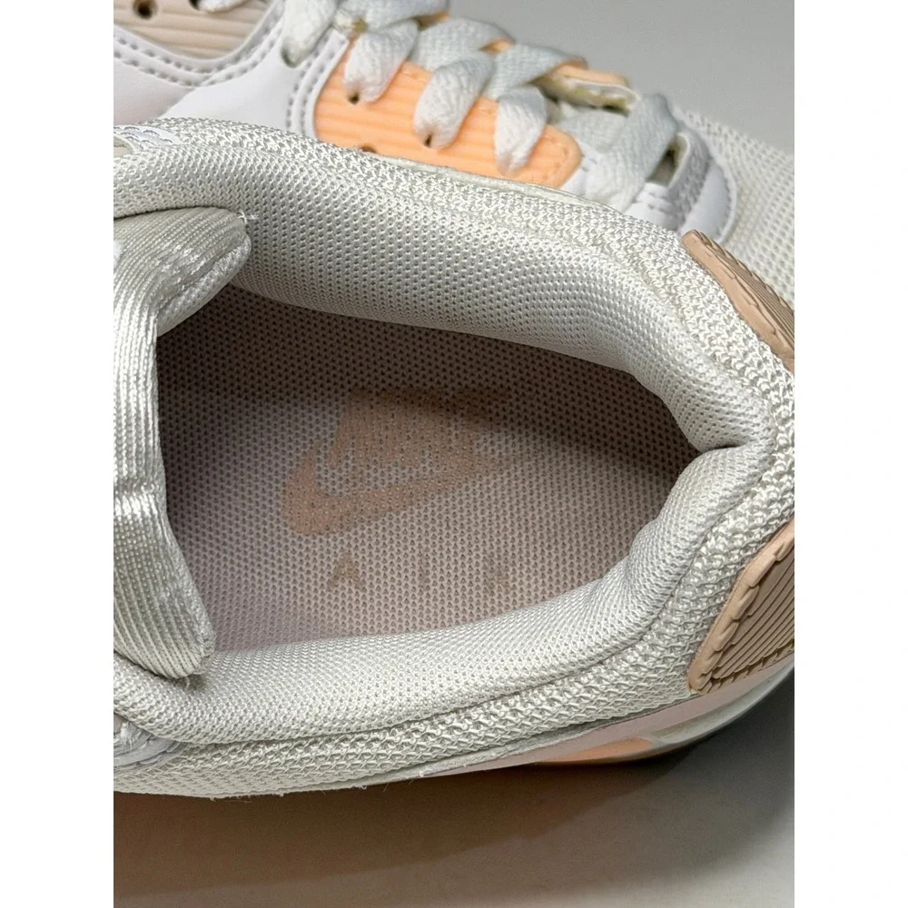 Nike Women’s Air Max 90 Sneakers in White and Peach - Picture 7 of 9